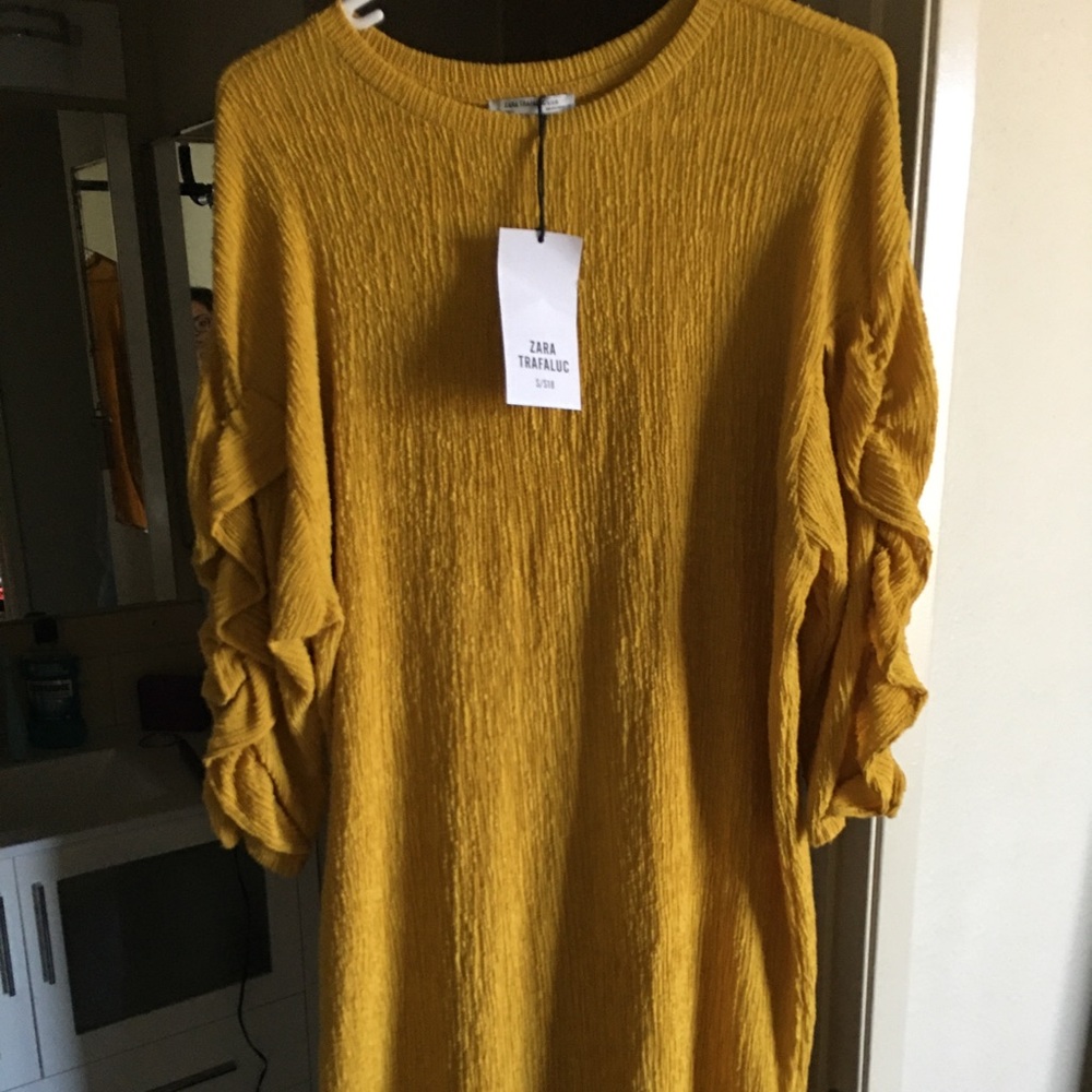 ZARA Mustard Yellow Midi Dress NWT